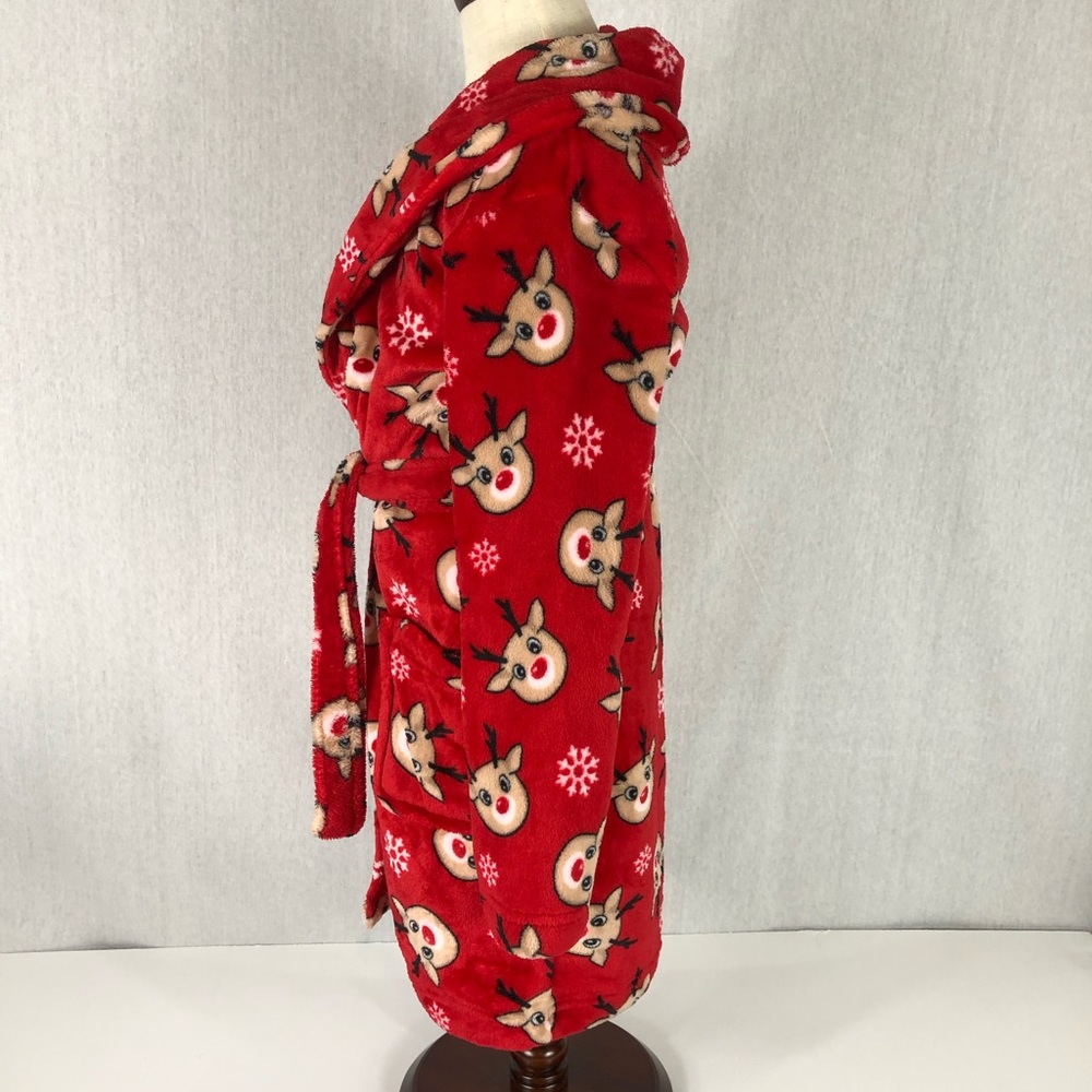 Lightning Bug 🐛 Girls Red Nose Reindeer Robe - Picture 6 of 15